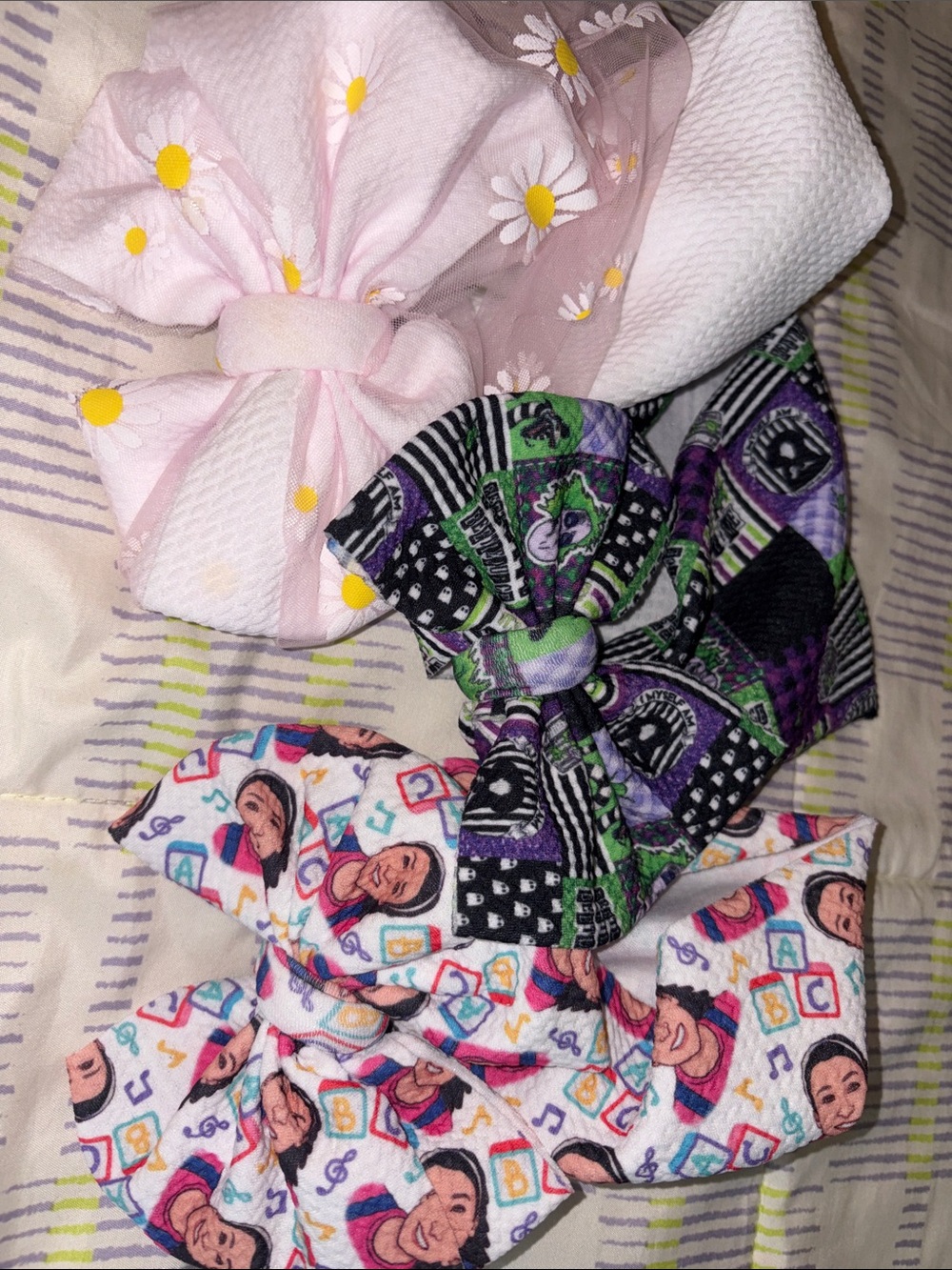Kids Floral and Patterned Bow Headbands - Pink, Purple, White